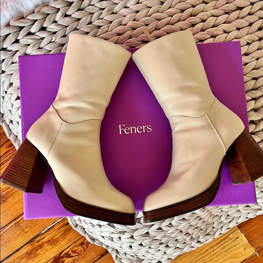 FENERS Le Retro Cream Leather Boots 37